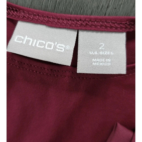 Chicos Womens Size 2 US L No Iron Button Up Shirt Blouse Camisole Set Rasberry - Picture 7 of 9